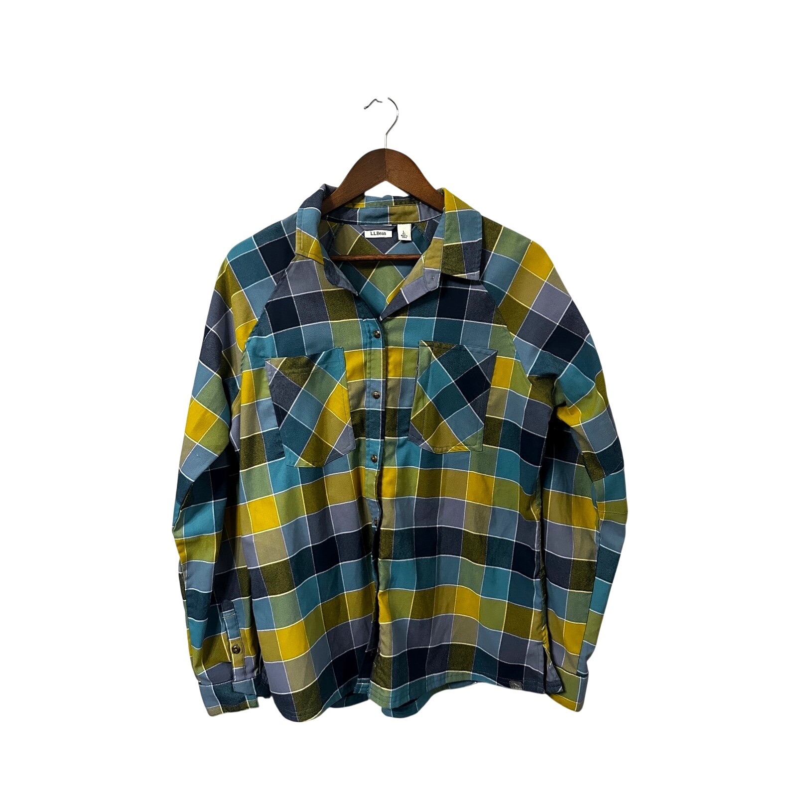 L.L. Bean Plaid Stretch Performance Camp Shirt Womens Gorpcore Size Large